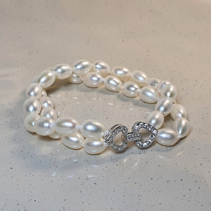 Freshwater Double Strand Pearl Bracelet, Sterling Silver