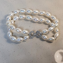 Load image into Gallery viewer, Freshwater Double Strand Pearl Bracelet, Sterling Silver
