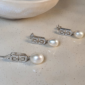 Freshwater Drop Pearl Set, Sterling Silver