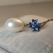 Load image into Gallery viewer, Large Drop Pearl Pendant + Chain, Sterling Silver
