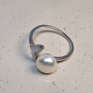 Freshwater Button Pearl Ring, Sterling Silver
