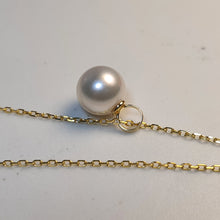 Load image into Gallery viewer, Akoya Pearl &amp; Whale Tail Pendant + Chain, 18K Yellow Gold
