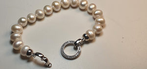 Large Freshwater Pearl Bracelet, Sterling Silver