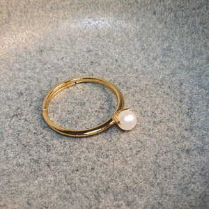 Freshwater Pearl Golden Ring, Sterling Silver