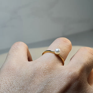 Freshwater Pearl Golden Ring, Sterling Silver