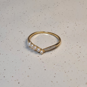 Freshwater & Crystal Golden Ring, Sterling Silver