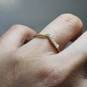 Freshwater & Crystal Golden Ring, Sterling Silver