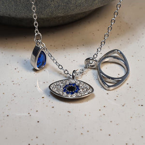 Evil Eye necklace, Sterling Silver