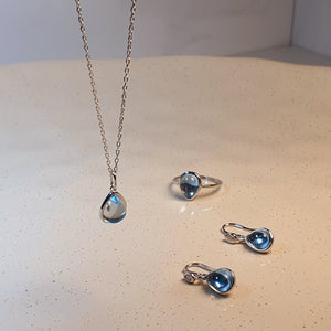 Natural Blue Topaz Set, Sterling Silver