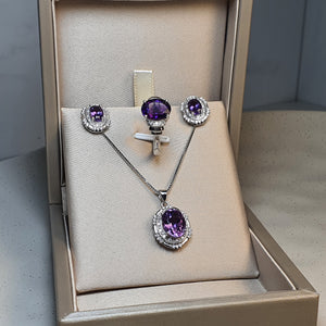 Amethyst Gemstones Jewellery set, Sterling Silver, Amispearl