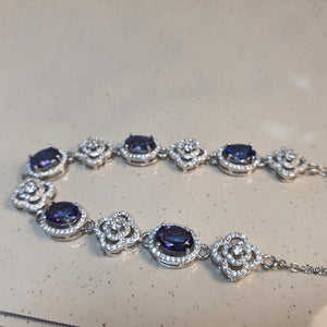 Natural Tanzanite Bracelet, Sterling Silver