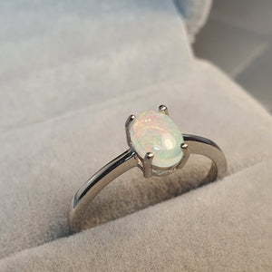 Natural Light Opal Ring, Sterling Silver
