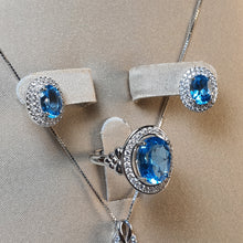 Load image into Gallery viewer, Natural Blue Topaz Gemstone Jewellery Set, Sterling Silver
