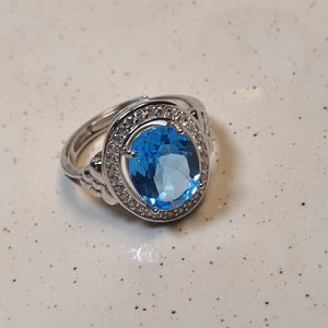 Natural Blue Topaz Gemstone Jewellery Set, Sterling Silver