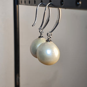 Large Freshwater Baroque Pearl Earrings, Sterling Silver