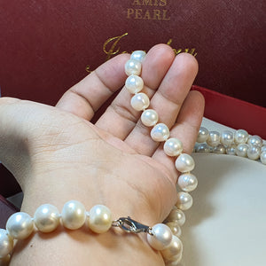 Freshwater pearl Silk strand Set, Sterling Silver