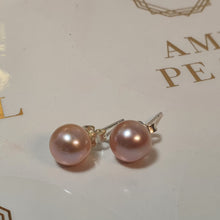 Load image into Gallery viewer, Pink Freshwater Pearl Stud, Sterling silver
