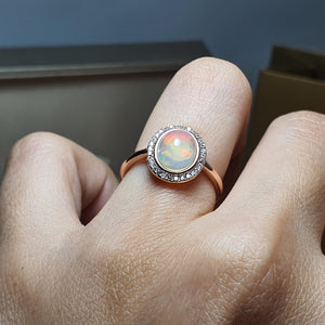Vintage Style Natural Opal Ring, Sterling Silver