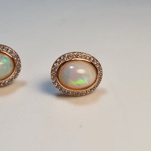 Vintage Style Natural Opal Earrings, Sterling Silver