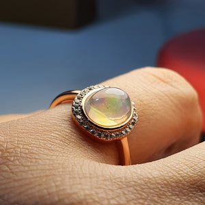 Vintage Style Natural Opal Ring, Sterling Silver