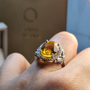 Natural Citrine Gemstone Ring, Sterling Silver