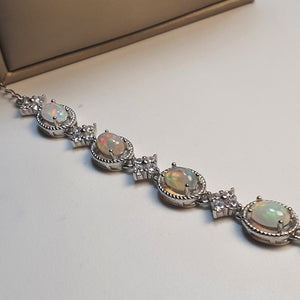 Natural Opal Bracelet, Sterling Silver