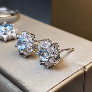 Sky Blue Topaz Gemstone Jewellery Set, Sterling Silver