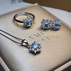 Sky Blue Topaz Gemstone Jewellery Set, Sterling Silver
