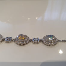 Load image into Gallery viewer, Natural Australians Opal Gemstones Bracelet, Sterling Silver
