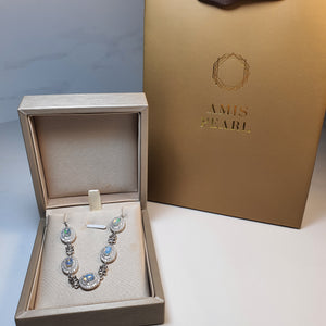 Natural Australians Opal Gemstones Bracelet, Sterling Silver