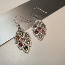 Load image into Gallery viewer, Natural Tourmaline Gemstone Earrings, Sterling Silver
