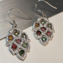 Load image into Gallery viewer, Natural Tourmaline Gemstone Earrings, Sterling Silver
