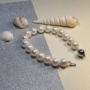 Freshwater Large Pearl Bracelet, Sterling Silver