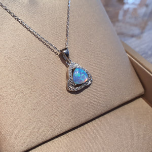 Opal Pendant + Chain, Sterling Silver