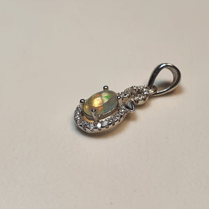 Natural Opal Gemstones Pendant, Sterling Silver