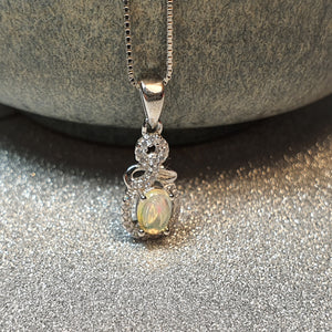 Natural Opal Gemstones Pendant, Sterling Silver