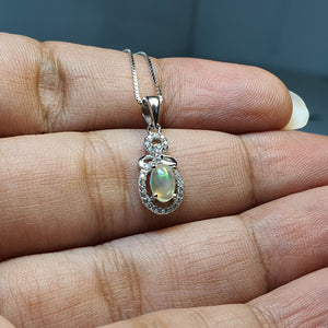 Natural Opal Gemstones Pendant, Sterling Silver