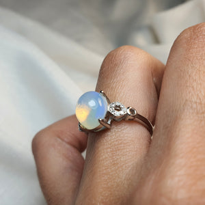Natural Large Opal Ring, Sterling Silver