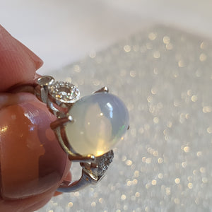 Natural Large Opal Ring, Sterling Silver