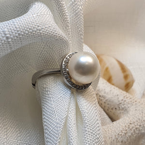 Large Freshwater Pearl Ring, Sterling Silver