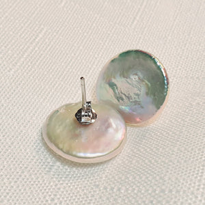 Freshwater Coin Pearl Earrings, Sterling Silver