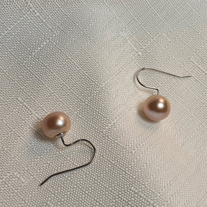 Large Freshwater Pearl Hook Earrings, Sterling Silver