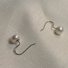 Load image into Gallery viewer, Large Freshwater Pearl Hook Earrings, Sterling Silver
