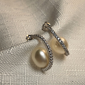Freshwater Pearl Hook Earrings, Sterling Silver