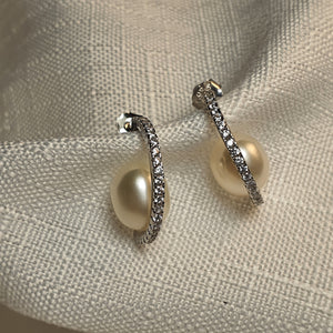 Freshwater Pearl Hook Earrings, Sterling Silver
