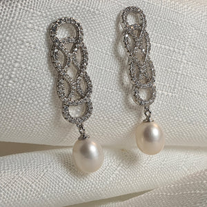 Gorgoues Crystal & Freshwater Pearl Earring, Sterling Silver