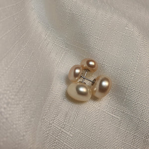 Front & Back Stud Earrings with Freshwater Pearl,Sterling Silver