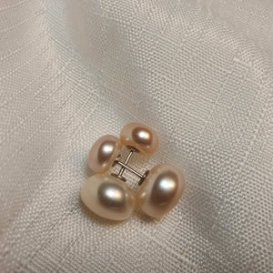 Front & Back Stud Earrings with Freshwater Pearl,Sterling Silver