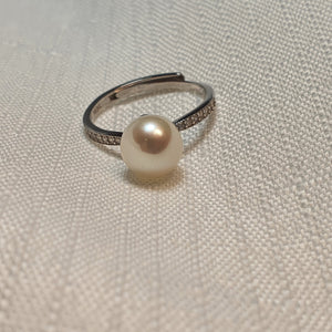 Round Freshwater Pearl Ring, Sterling Silver