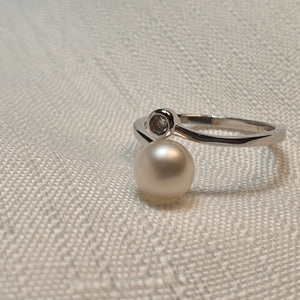 Round Freshwater Pearl Ring, Sterling Silver